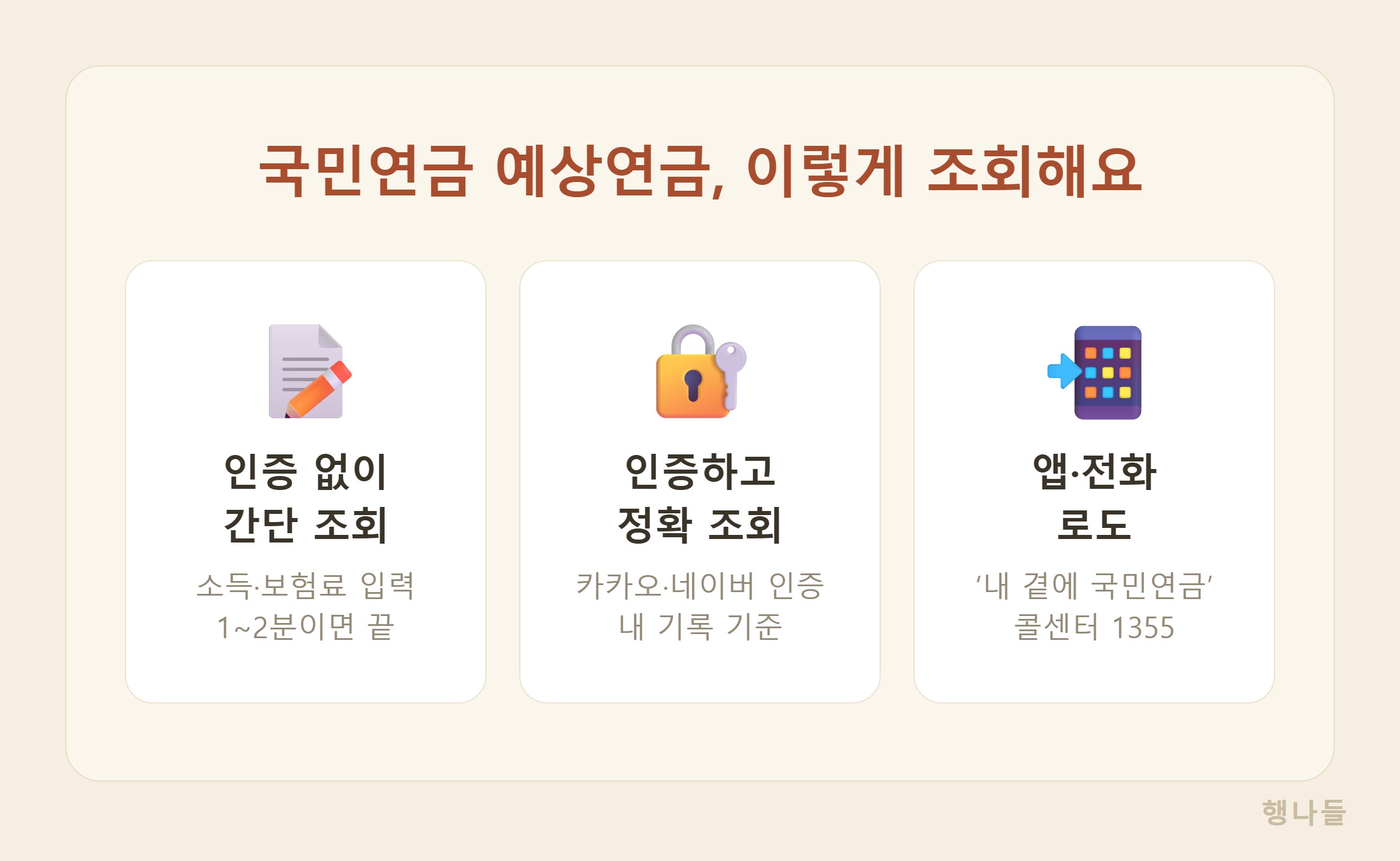 국민연금 예상연금 조회 방법 3가지 - 인증 없이 간단조회 인증 정확조회 모바일 앱 내 곁에 국민연금